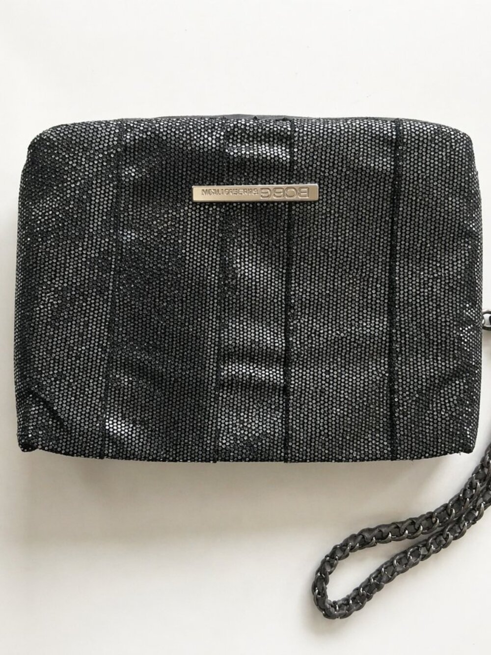 Vintage BCBG Metallic Clutch Y2K Glam Evening Dark Silver Bag Collector